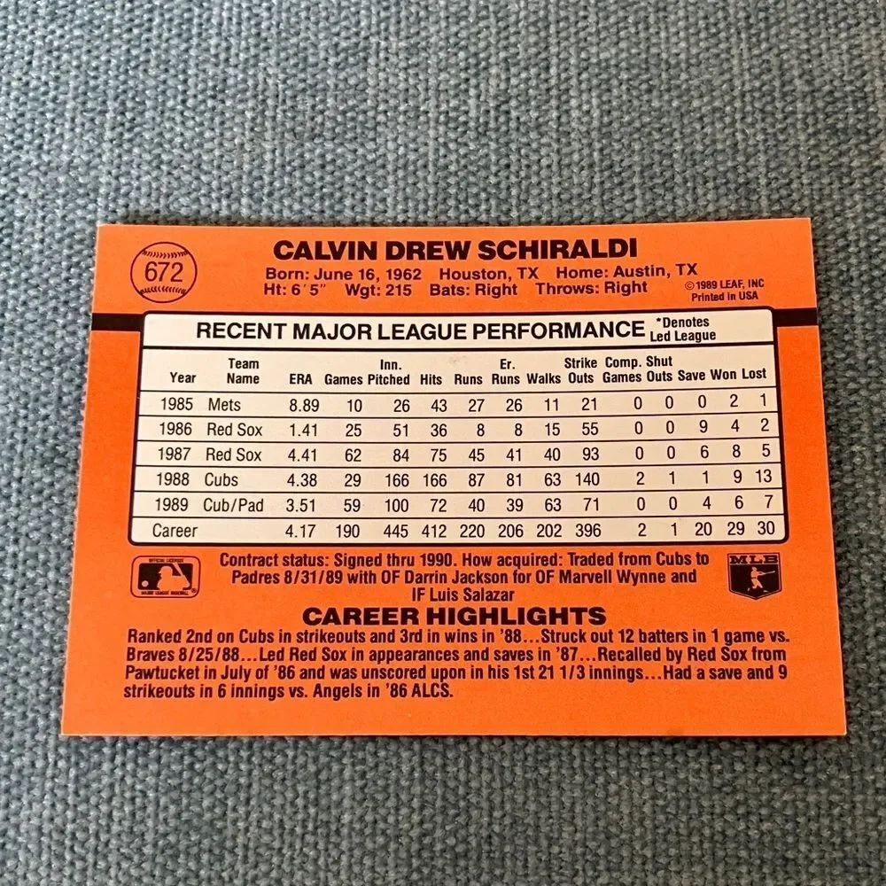 1990 Donruss San Diego Padres Baseball Card Trading Card